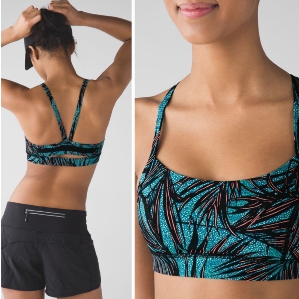 Lululemon Rise and Run Bra
Mini Palm Lace Tofino Teal Multi / Black
